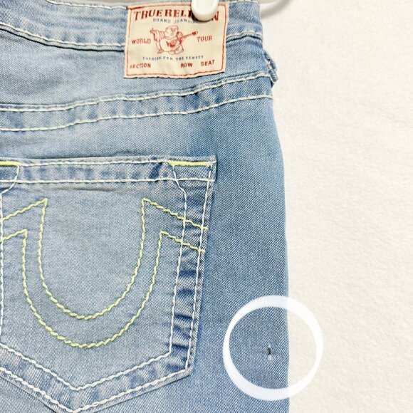 NEW WITH DEFECT True Religion Women Halle Big T Stretch Blue Denim Jean Size 32 - Picture 12 of 12